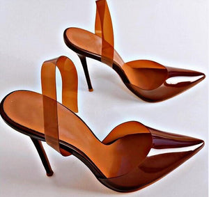 Brown Transparent Slingbacks