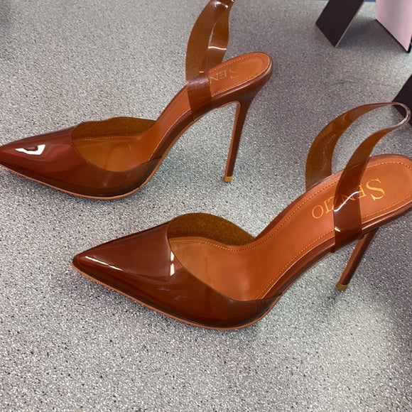 Brown Transparent Slingbacks