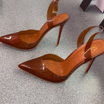 Load image into Gallery viewer, Brown Transparent Slingbacks
