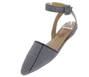 Plaid Pointed Toe Ankle Strap Flats